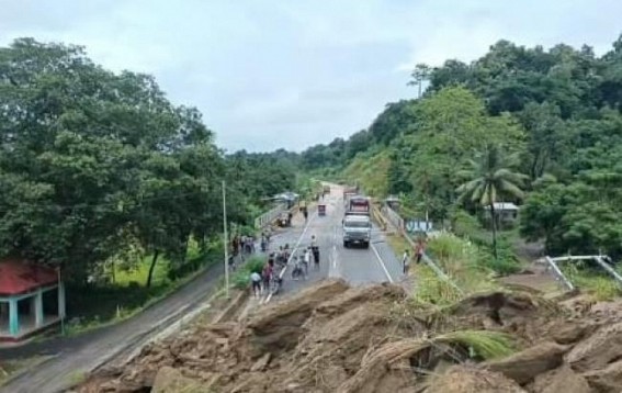 Landslide Blocks National Highway in Kumaraghat Landslide Blocks National Highway in Kumaraghat